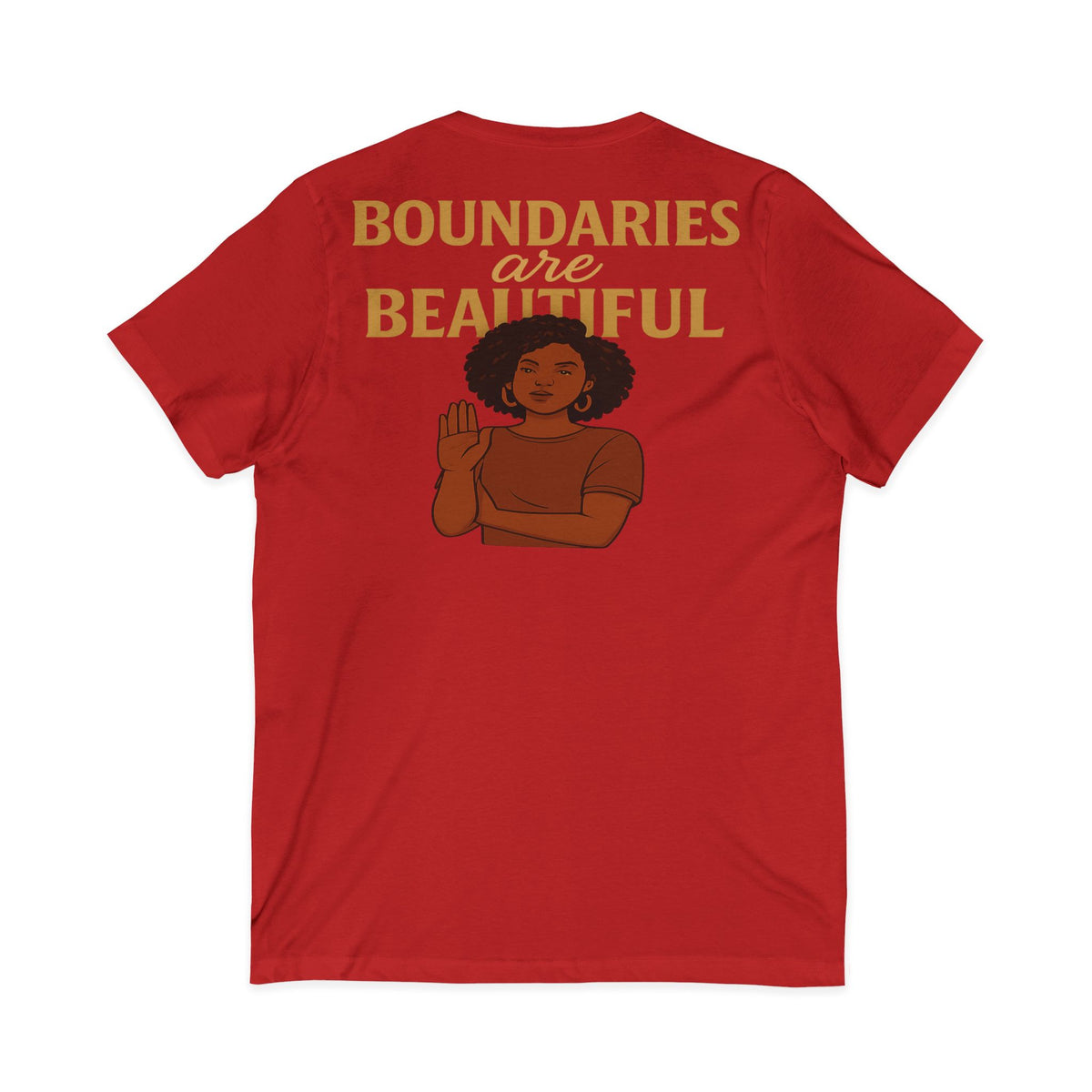 Boundaries Are Beautiful V-neck Tee – Front & Back Print