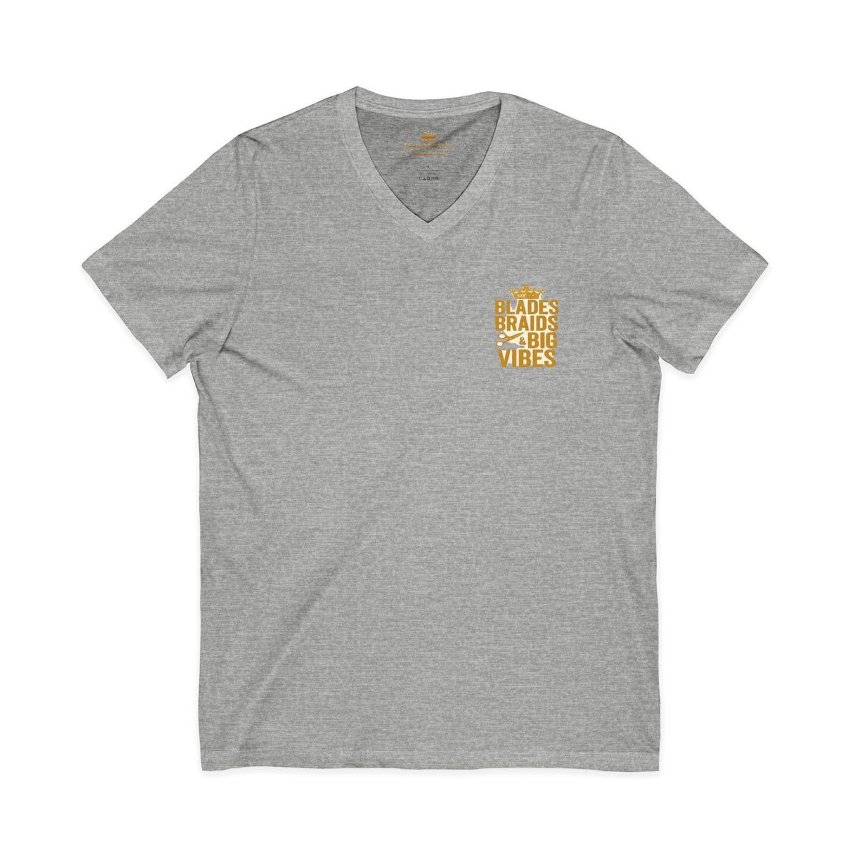 Blades, Braids, & Bold Vibes Women's V-Neck Tee – Front & Back Print