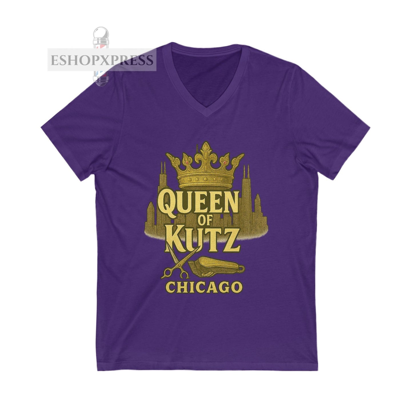 Queen of Kutz Chicago Women's V-Neck Tee