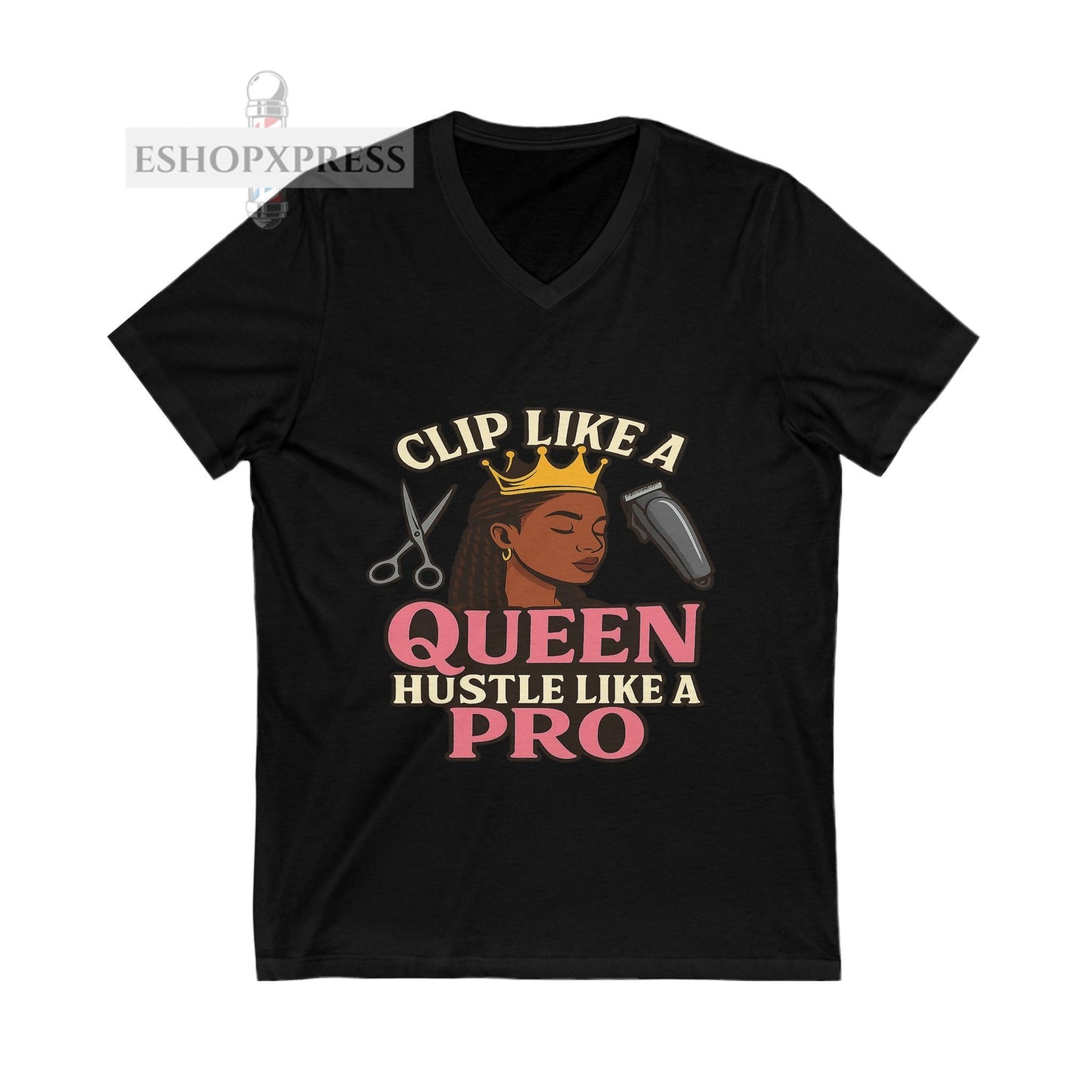 Clip Like a Queen, Hustle Like a Pro | Women's V-Neck Tee