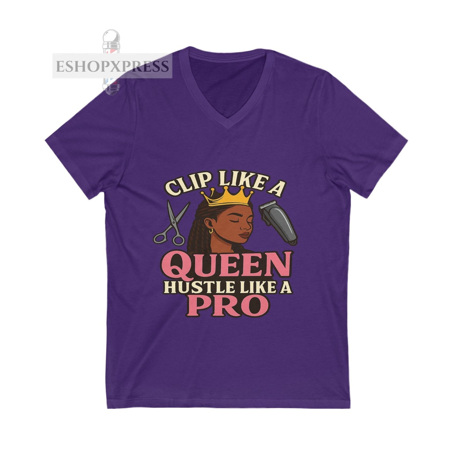 Clip Like a Queen, Hustle Like a Pro | Women's V-Neck Tee