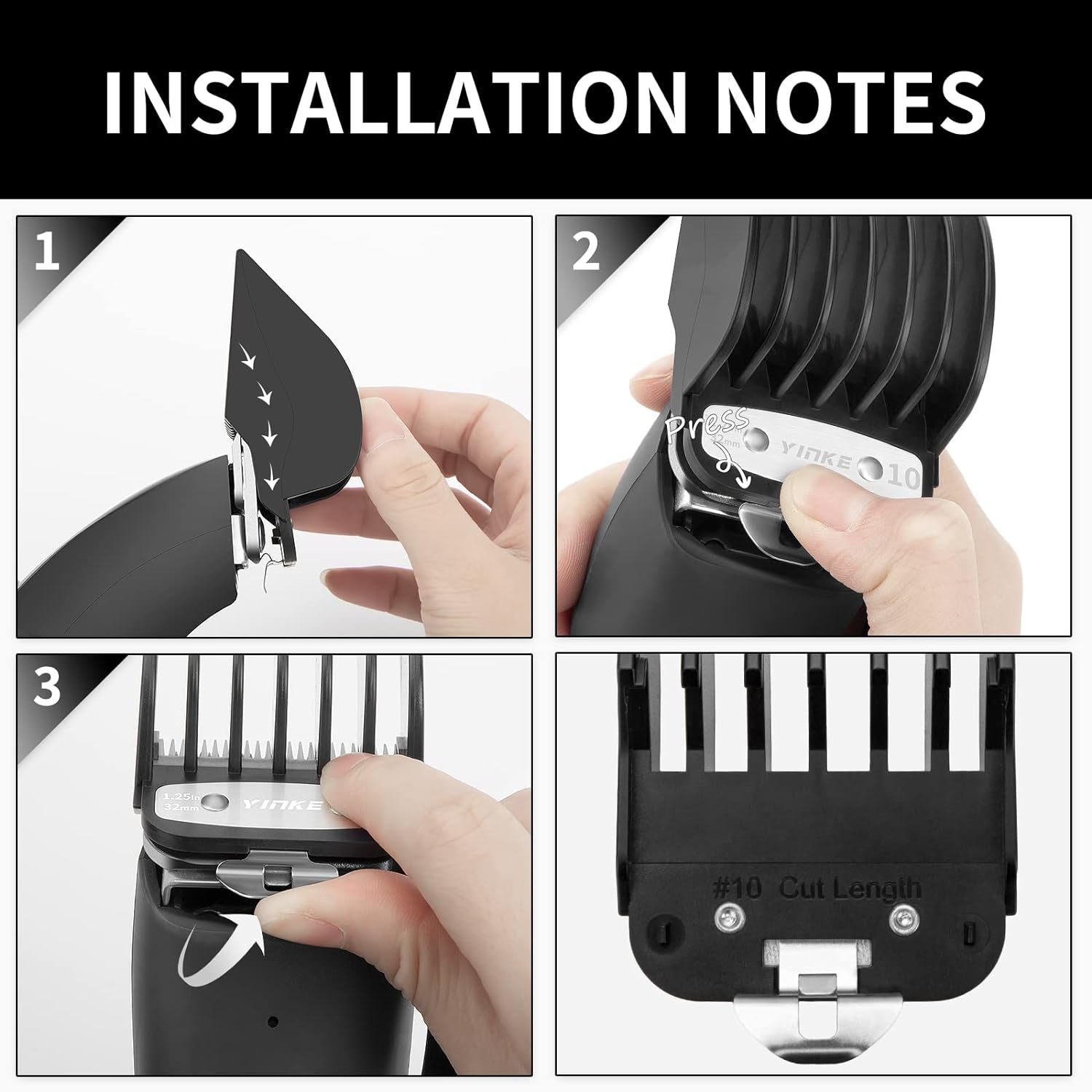 for Wahl Clipper Guards Set 10 12 16, Hair Clipper Guards for Wahl Senior Clippers with Metal Clip, 3 Cutting Lengths 2 Inch/1.5 Inch/1.25 Inch, Fits Most Cordless/Cord Wahl Clippers (Black)