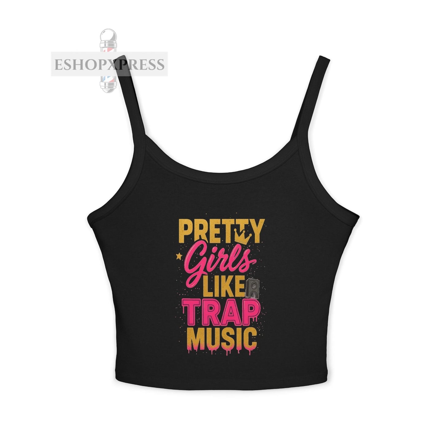Trendy Women's Spaghetti Strap Tank Top - "Pretty Girls Like Trap Music" - Casual Summer Vibe, Perfect for Parties, Festivals or Every [...]
