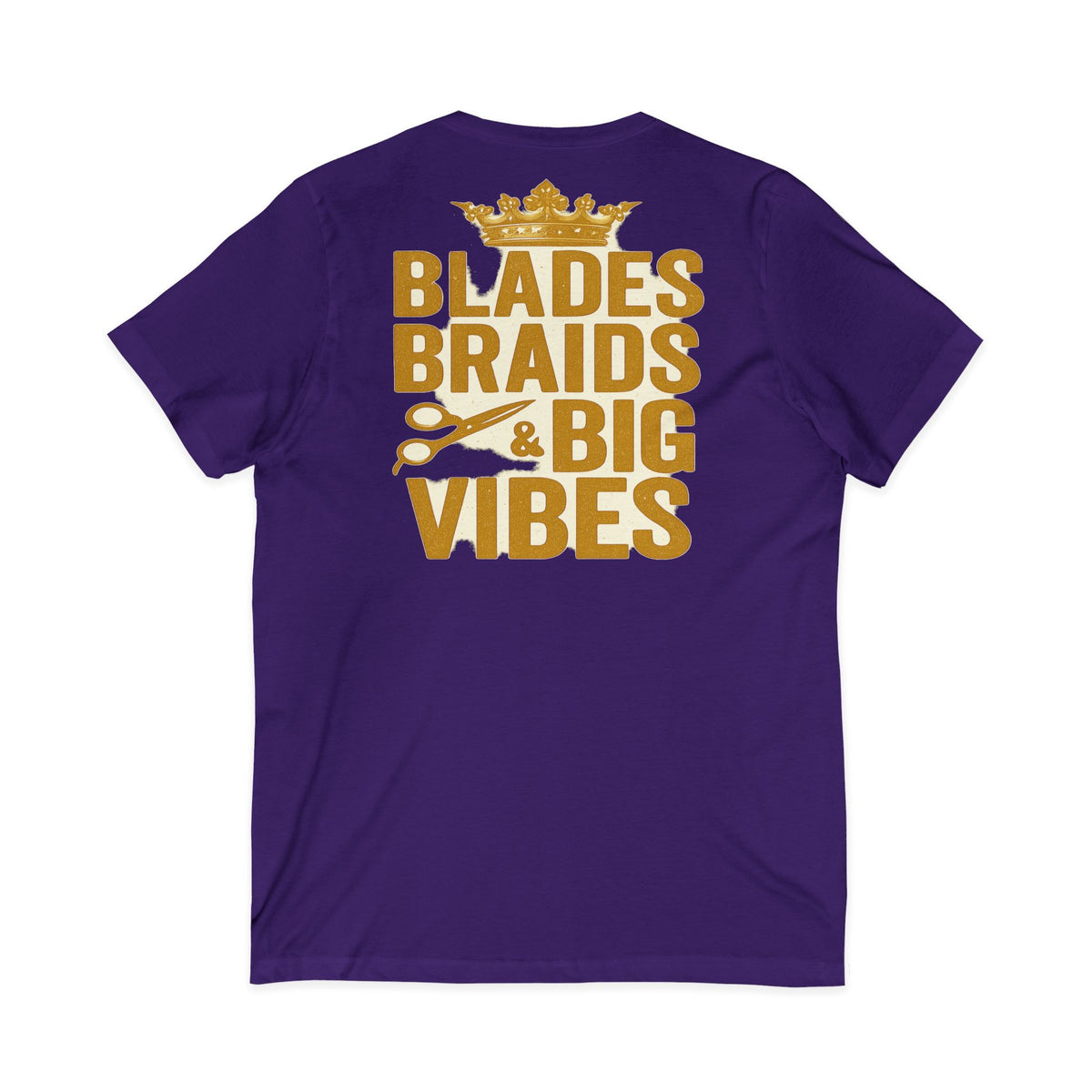 Blades, Braids, & Bold Vibes Women's V-Neck Tee – Front & Back Print
