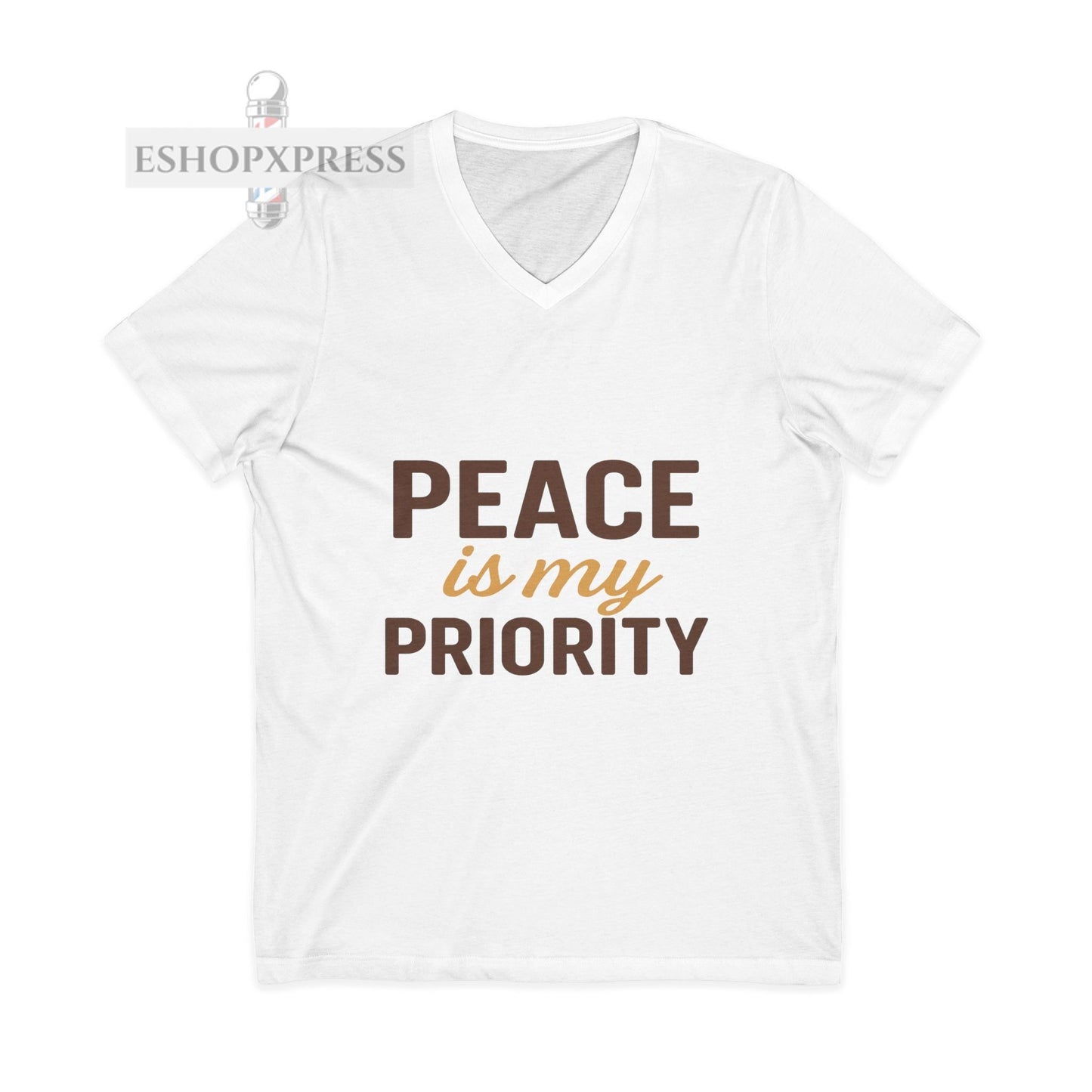 Peace and Priority in Warm Tones Vneck Tee