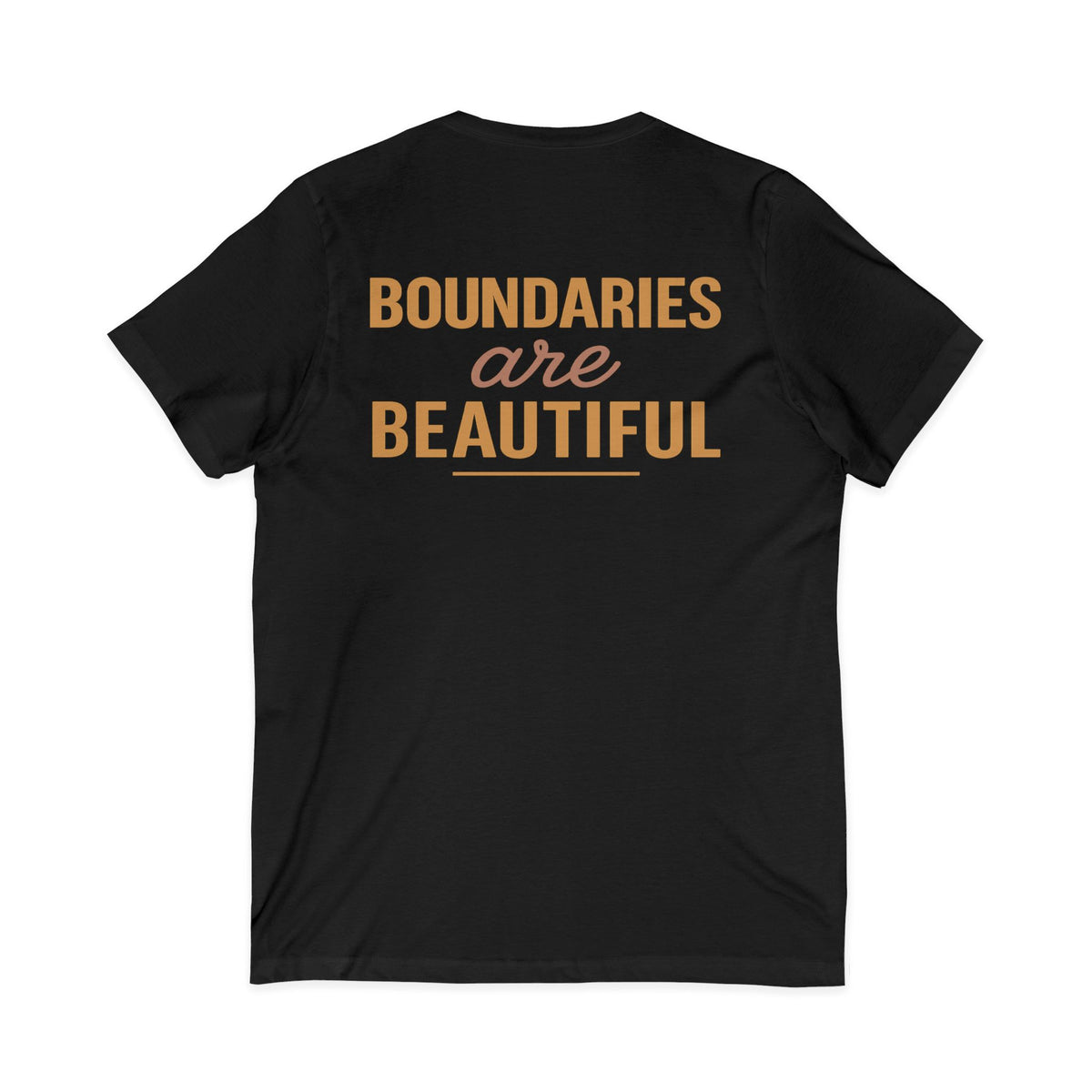 Boundaries and Beauty in Bold Text Vneck Tee – Front & Back Print