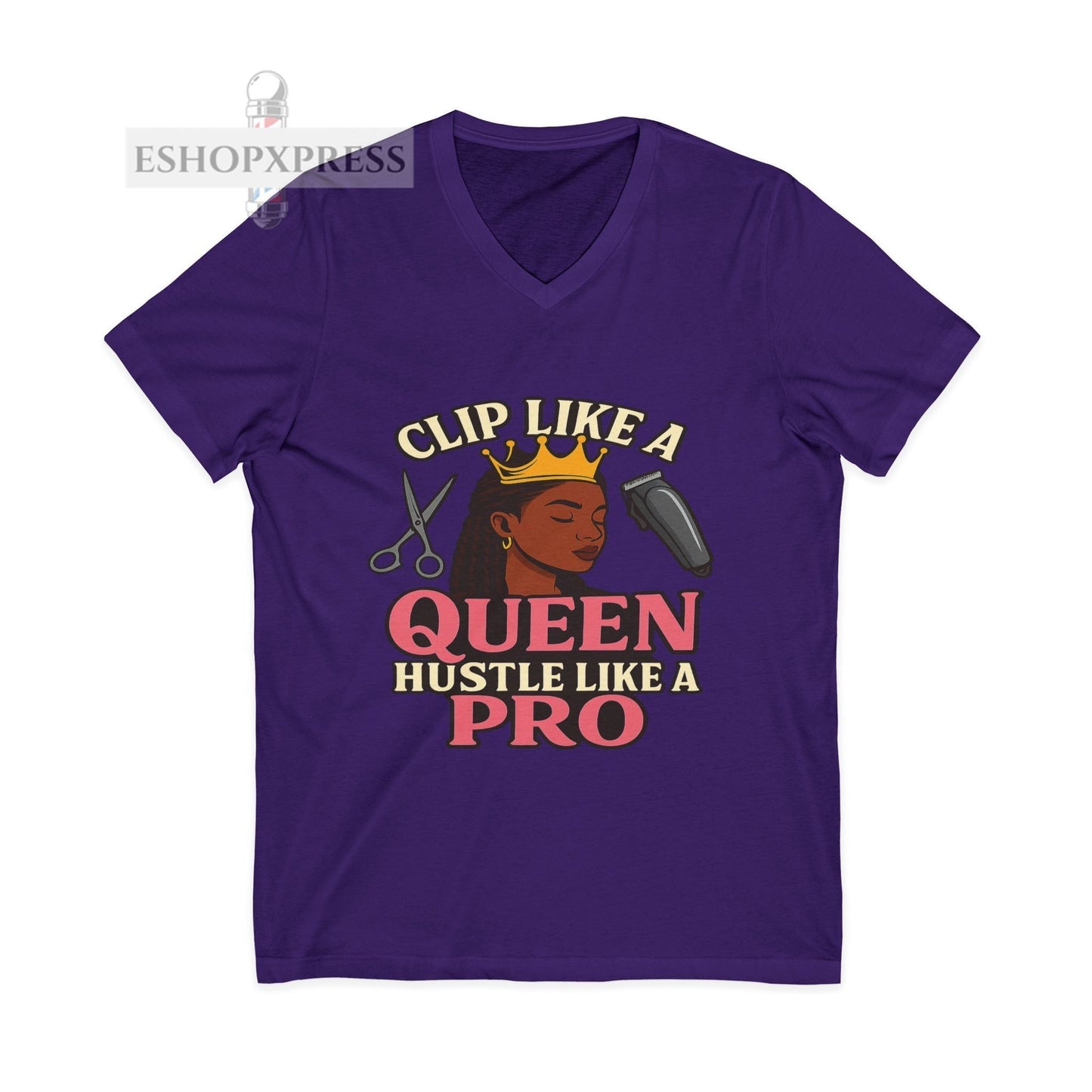 Clip Like a Queen, Hustle Like a Pro | Women's V-Neck Tee