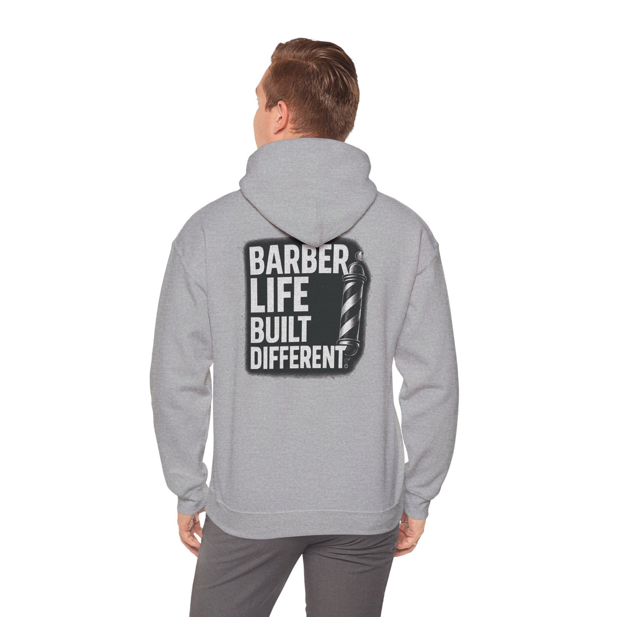 Barber Life Built Different Hoodie – Front & Back Print