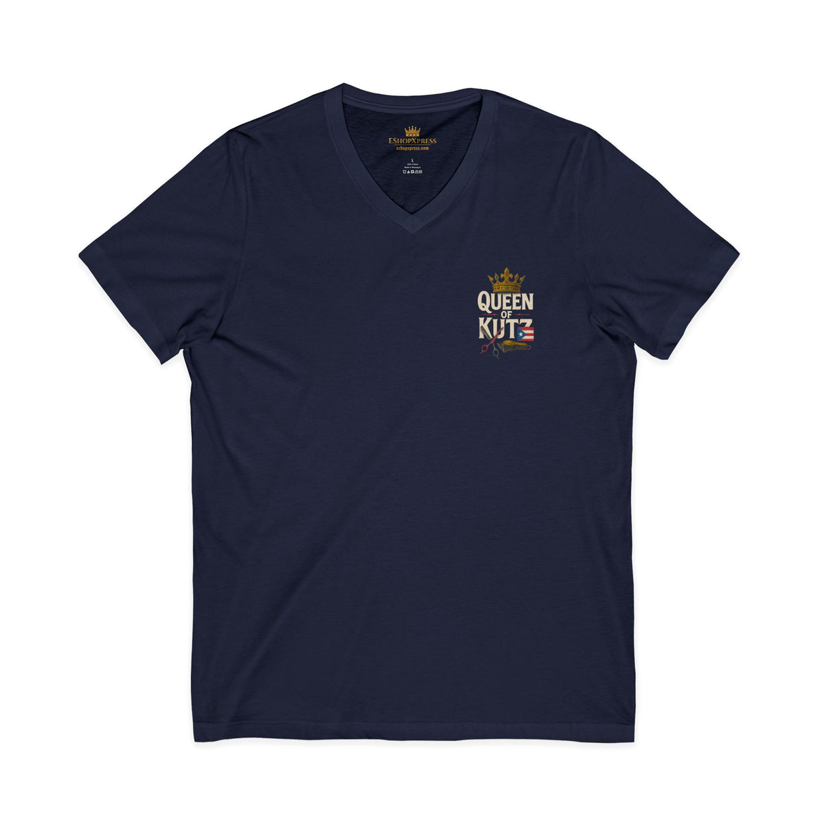 Queen of Kutz Puerto Rican Women's V-Neck Tee – Front & Back Print