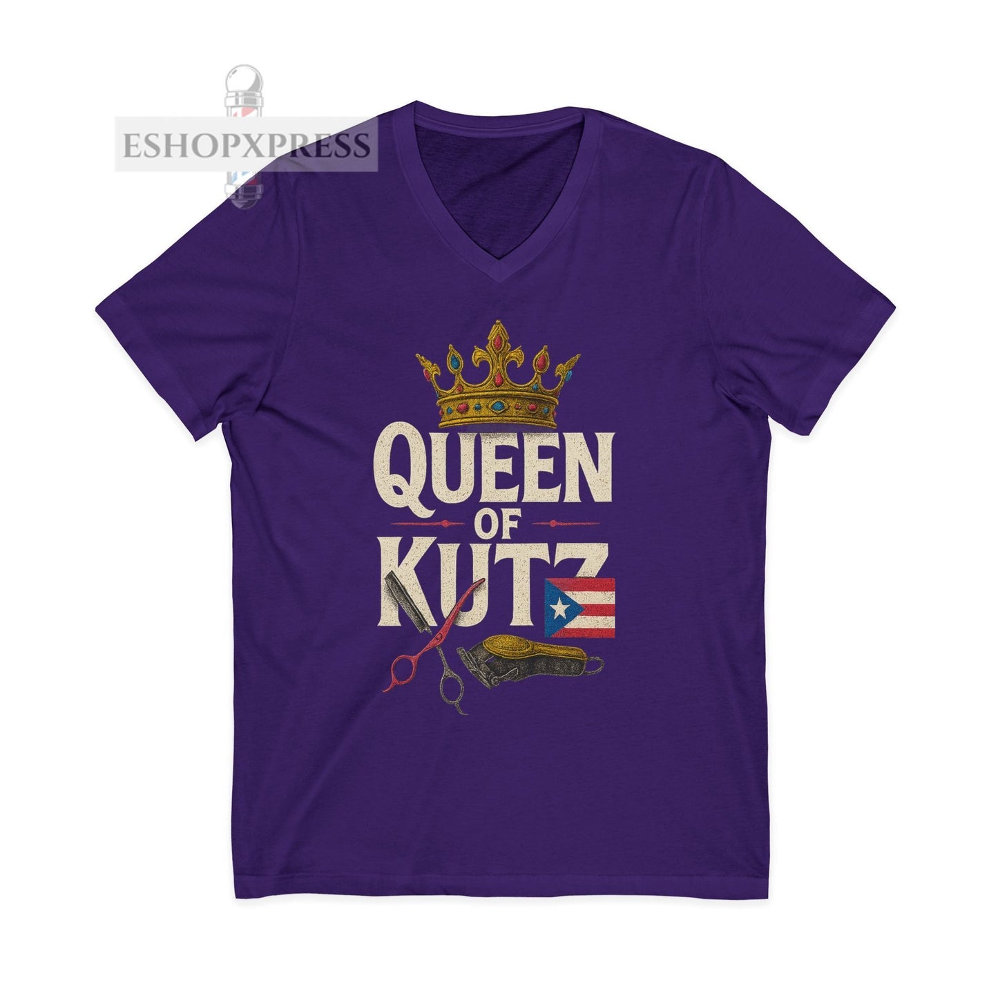 Queen of Kutz Puerto Rican  Women's V-Neck Tee