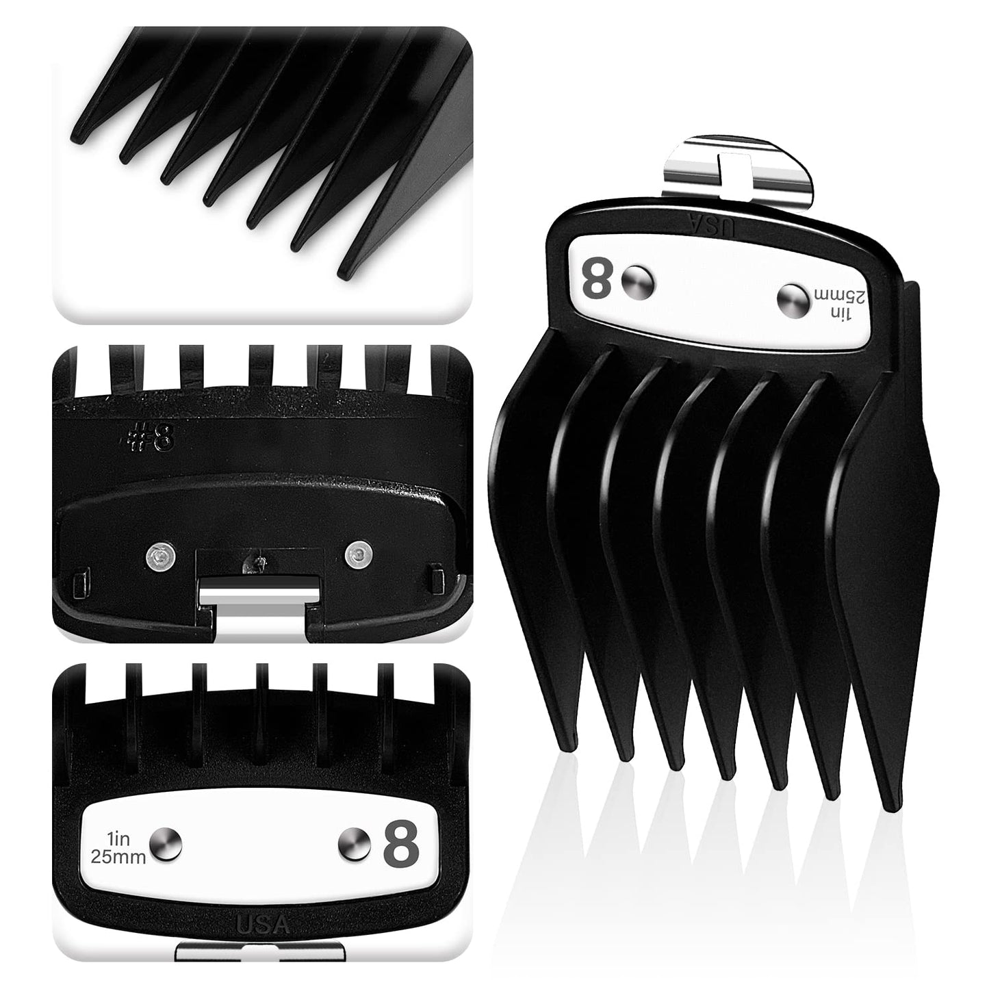 Professional Hair Clipper Guards Guides 10 Pack Coded Cutting Guides 1/16” to 1" Fits for Most Wahl Clippers