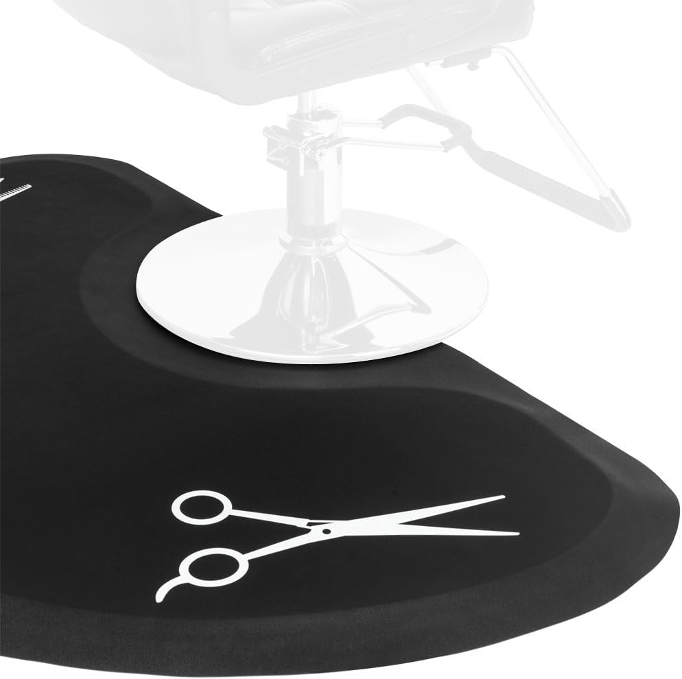 2PCS Thick Salon Chair Anti-Fatigue Floor Mat Barber Shop Semi Circle Chair Mat Beauty Salon Hair Styling Chair Mat with Scissors Pattern - 3′X5′X1/2"