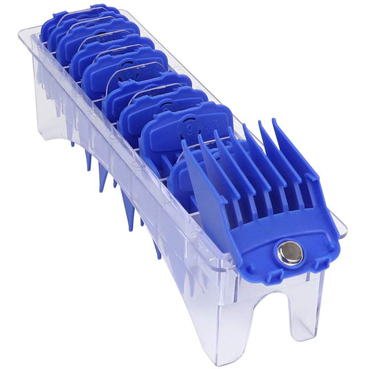 Professional Hair Clipper Guards Guides Hair Cutting Guides #3170-400- 1/8” to 1 Fits for All Wahl Clippers (Blue Magnetic 10 Pcs)