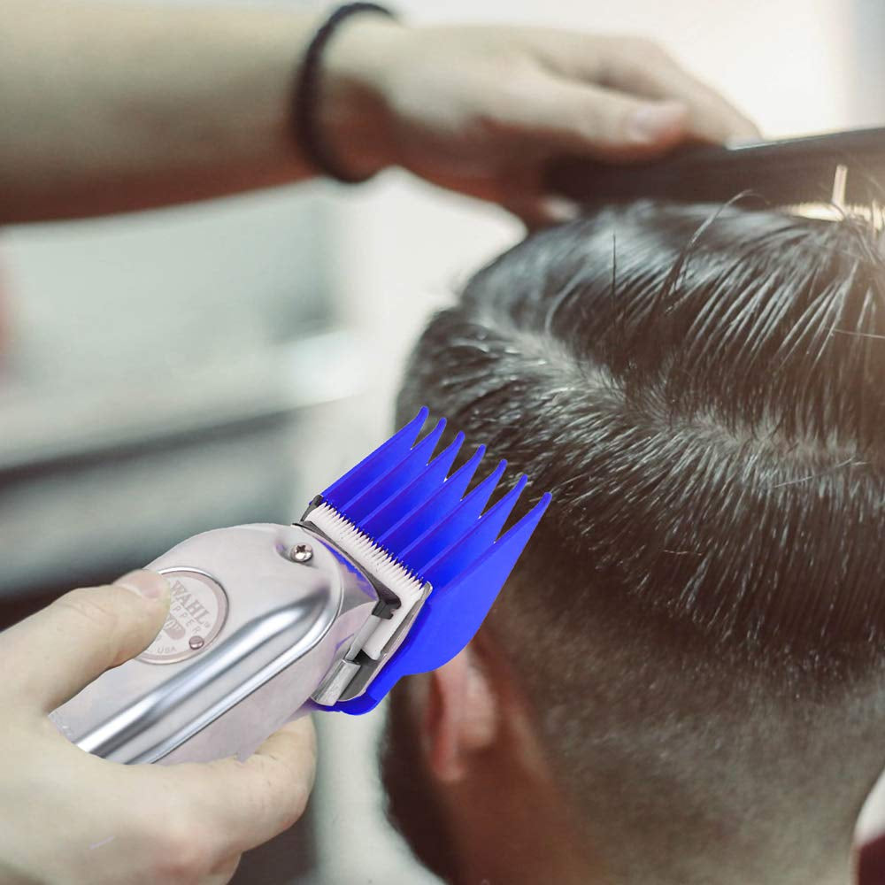 Professional Hair Clipper Guards Guides Hair Cutting Guides #3170-400- 1/8” to 1 Fits for All Wahl Clippers (Blue Magnetic 10 Pcs)