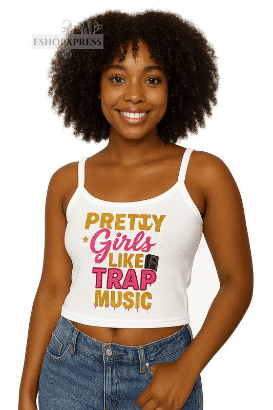 Trendy Women's Spaghetti Strap Tank Top - "Pretty Girls Like Trap Music" - Casual Summer Vibe, Perfect for Parties, Festivals or Every [...]
