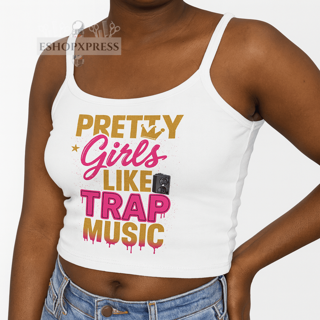 Trendy Women's Spaghetti Strap Tank Top - "Pretty Girls Like Trap Music" - Casual Summer Vibe, Perfect for Parties, Festivals or Every [...]