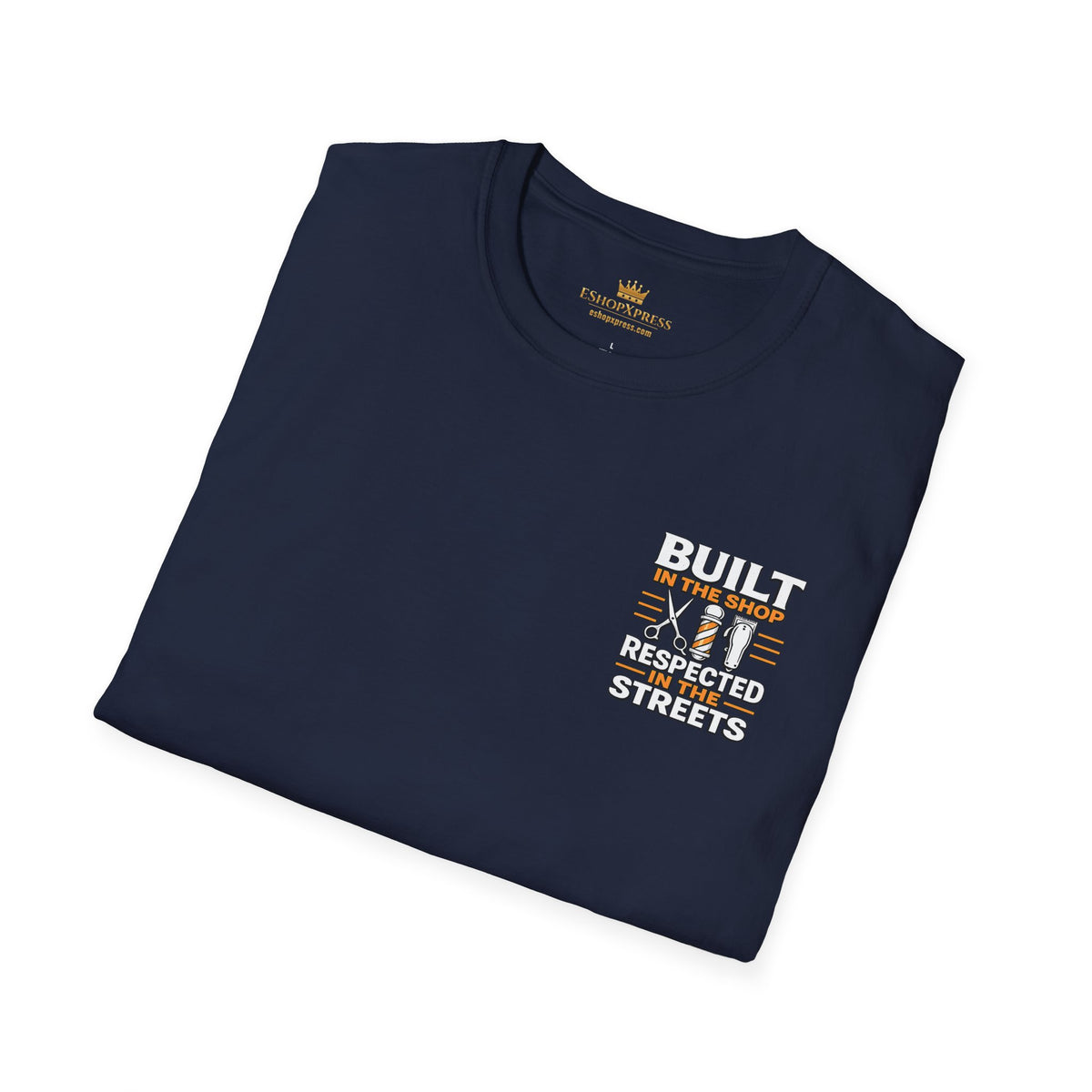 Men's Built in the Shop Barber T-Shirt – Front & Back Print