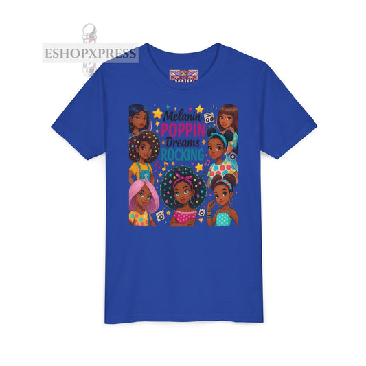 Melanin Poppin Dreams Rockin -Youth Short Sleeve Tee