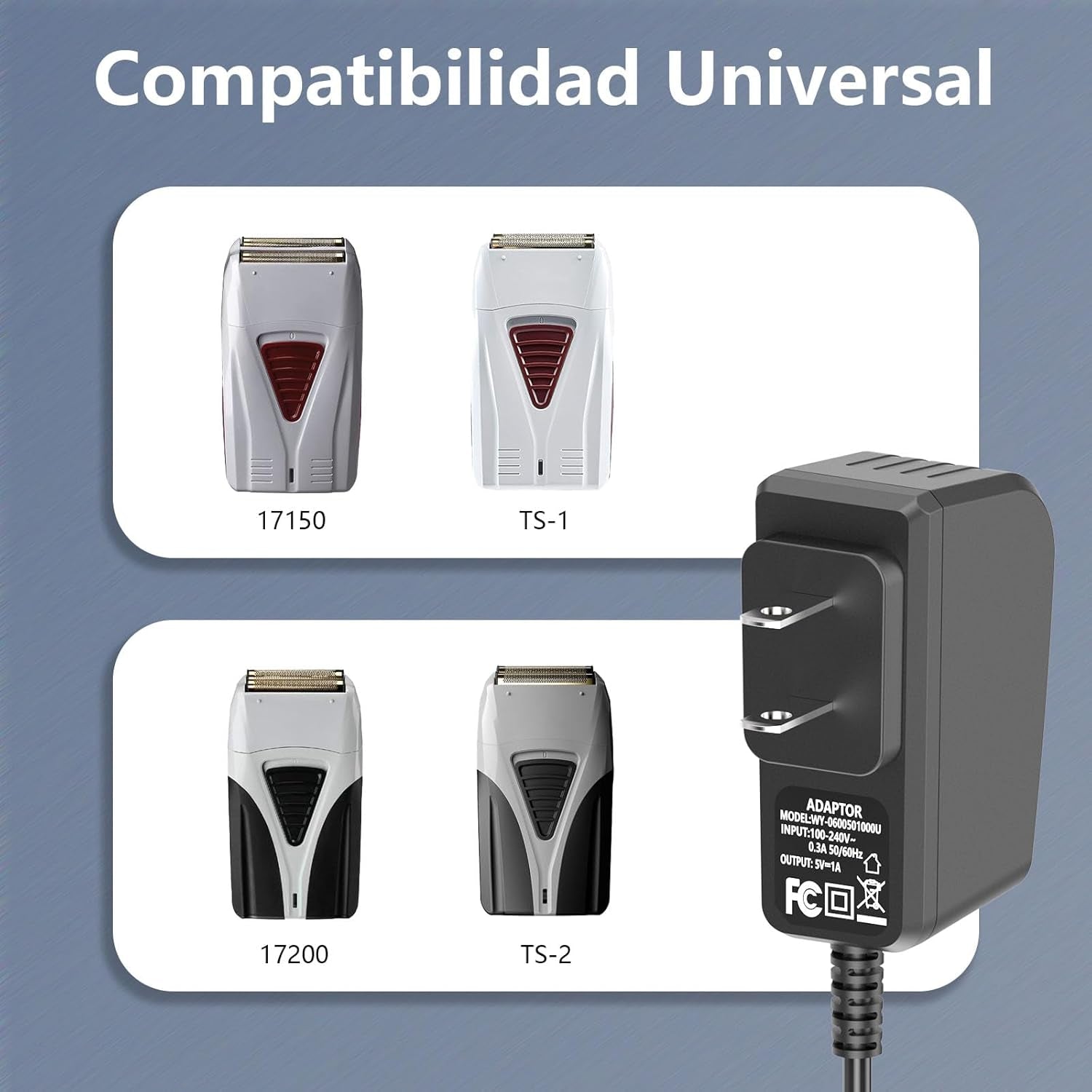 Shaver Charger Fit for Andis Profoil 17165 17200 17150 Pro Foil TS-1 TS-2 17155 17170 17190 17195 17205 CL-17165 CL-17150 CL-17155 CL-17200 Electric Razor Replacement Power Cord Adapter