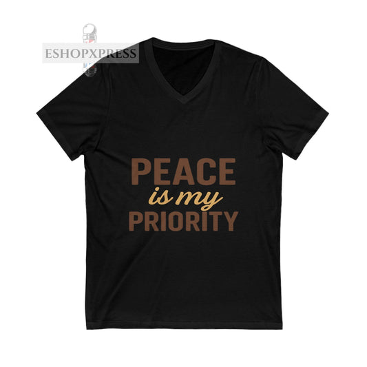 Peace and Priority in Warm Tones Vneck Tee