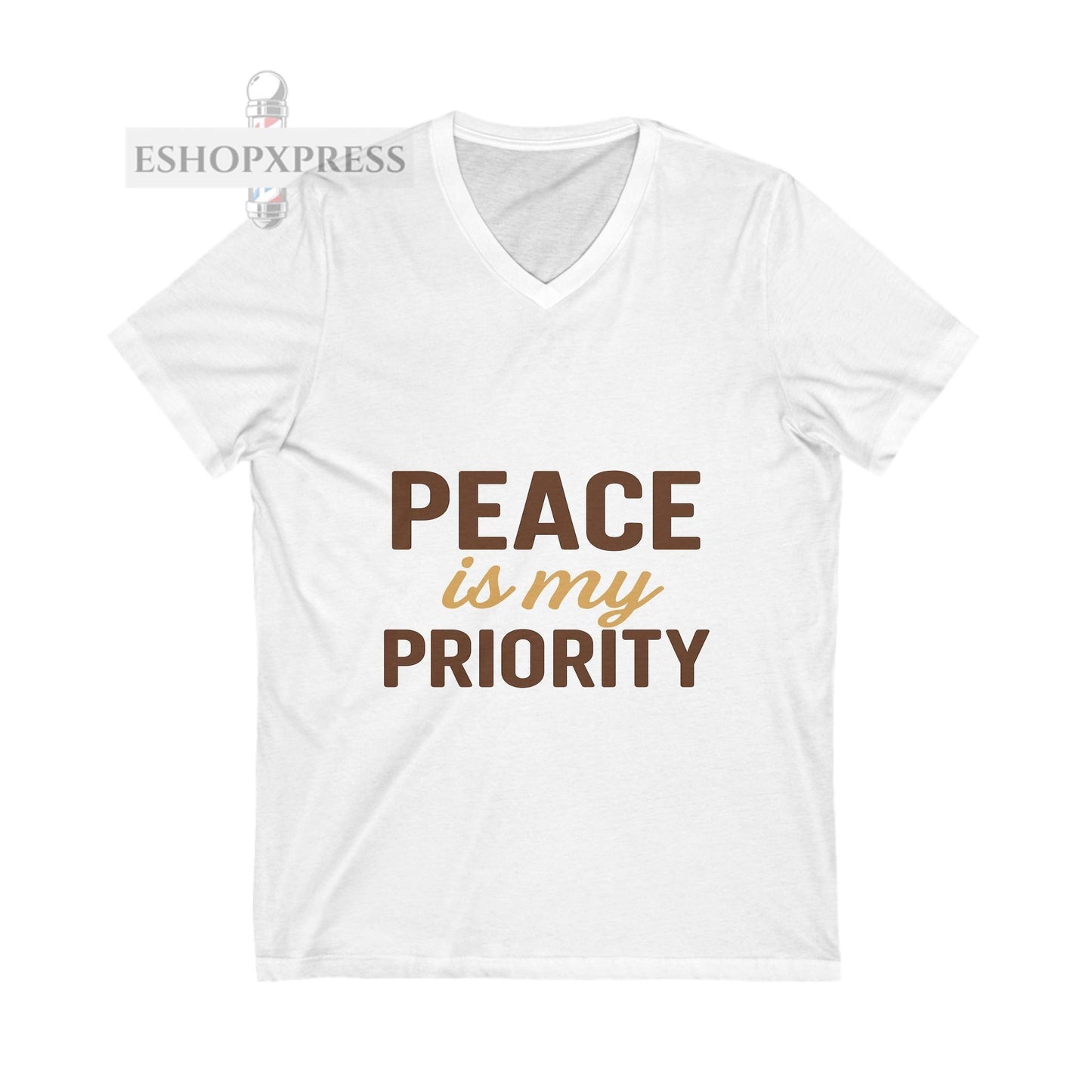 Peace and Priority in Warm Tones Vneck Tee