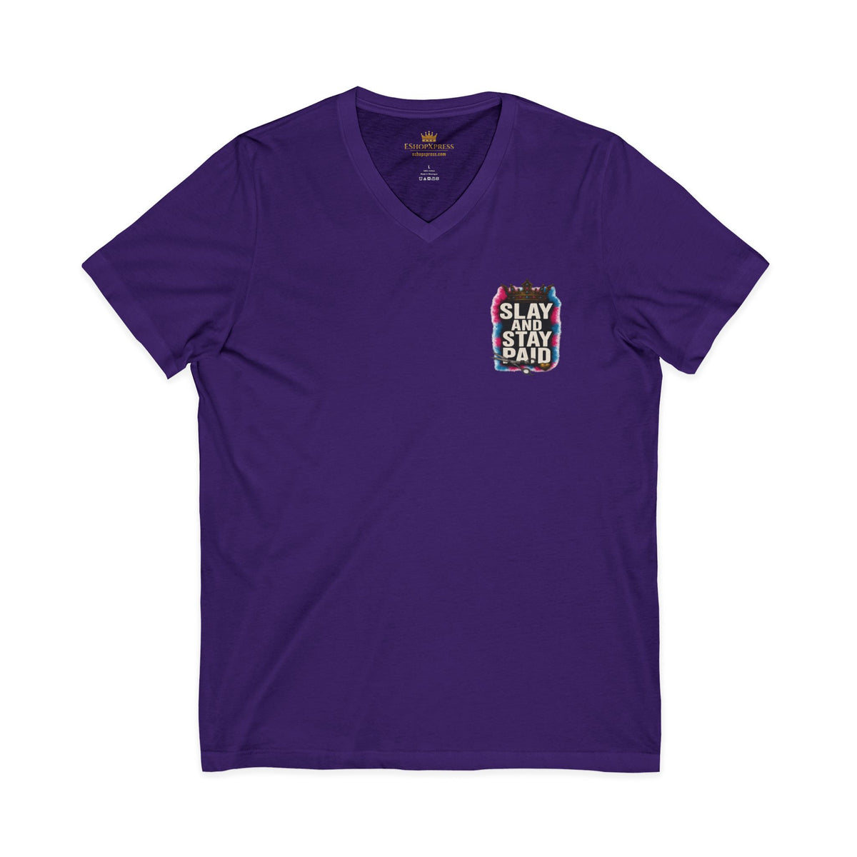 Slay And Stay Paid Women's V-Neck Tee – Front & Back Print