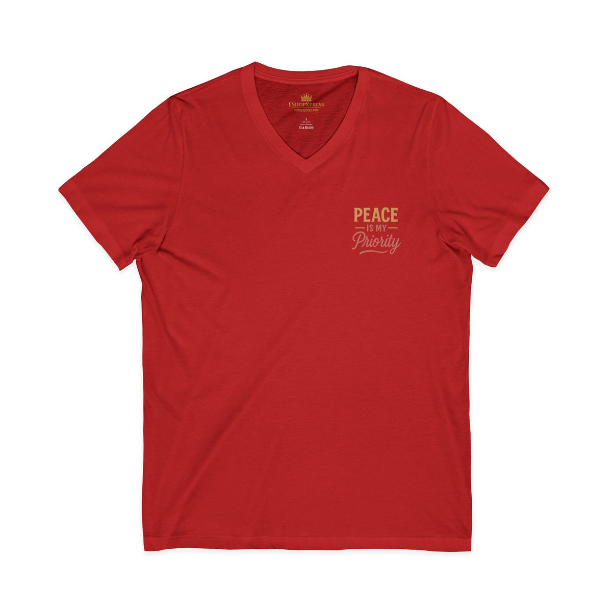 Peaceful Priority Typography Design – Front & Back Print | Vneck Tee