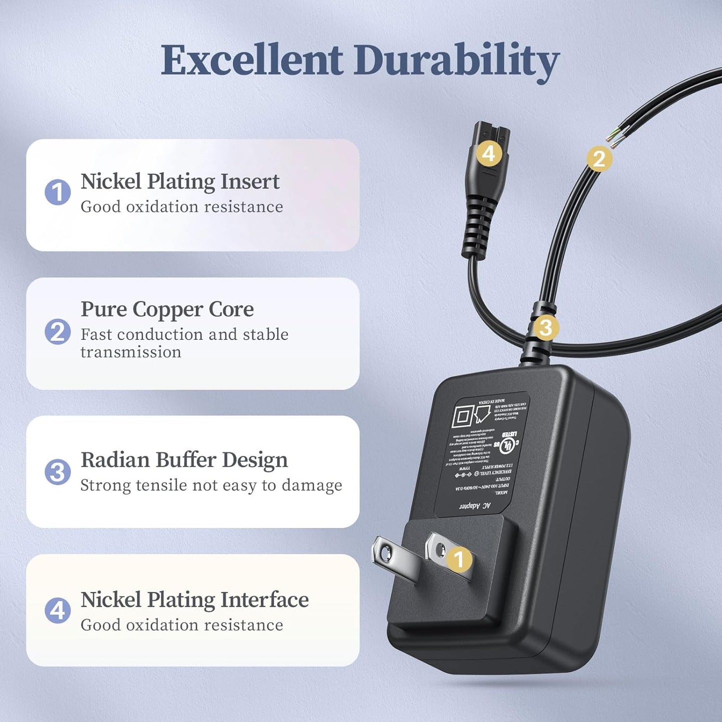 4.5V Charger for Babyliss PRO FX820 FX788 FX787 FX870 Cordless Trimmer Power Cord AC Adapter Compatible with Babylisspro Clipper DC Adaptor Supply