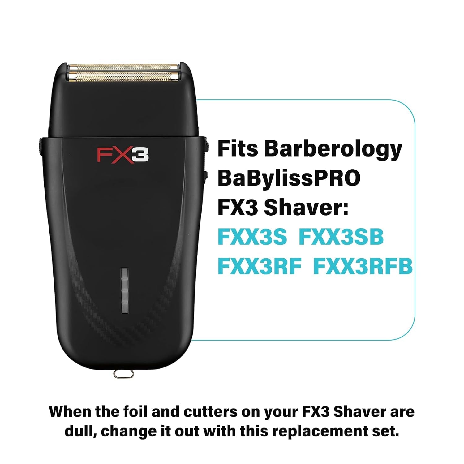 For Babyliss Foil Shaver Replacement Head Fit FX FX3 Double Foil Shaver, Barberology Professional FXX3RFB Black Replacement Foil with 2 Cutters for Babyliss Pro FX3 Shaver - Hypoallergenic Gold Foil