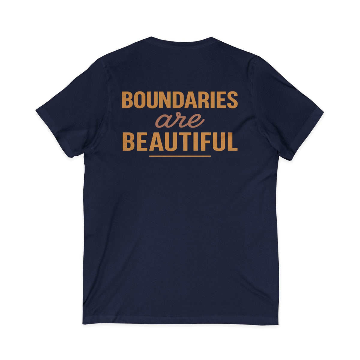 Boundaries and Beauty in Bold Text Vneck Tee – Front & Back Print