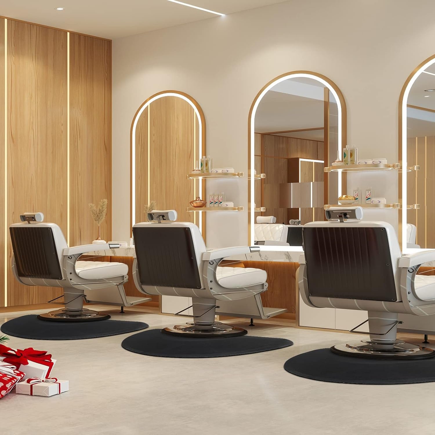 Thick Salon Chair Anti-Fatigue Floor Mat Non-Slip Barber Shop Semicircle Chair Mat Beauty Salon Hair Styling Chair Mat - 3′X4.5′X1/2"