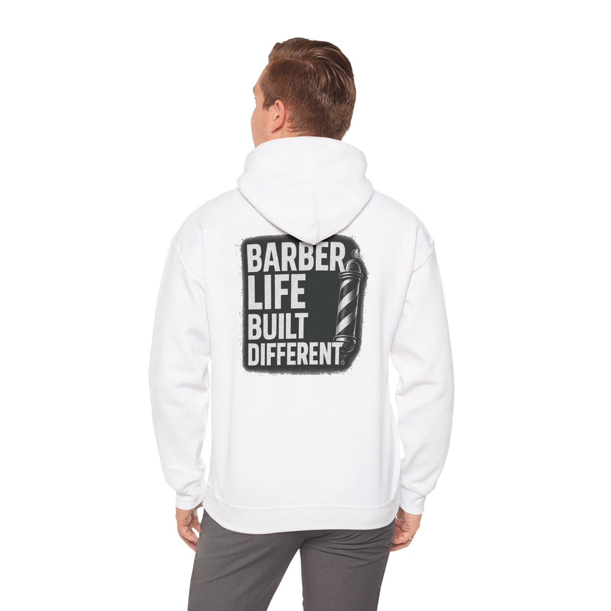 Barber Life Built Different Hoodie – Front & Back Print