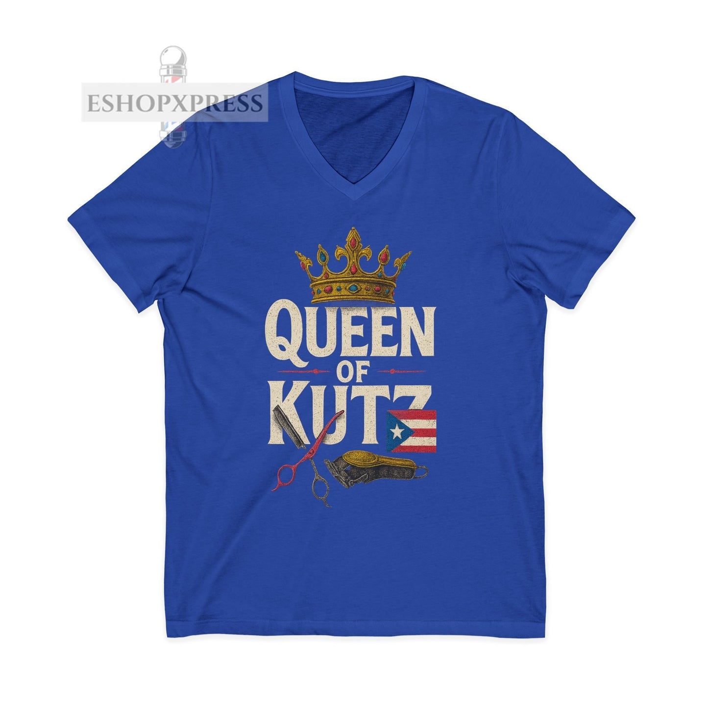 Queen of Kutz Puerto Rican  Women's V-Neck Tee