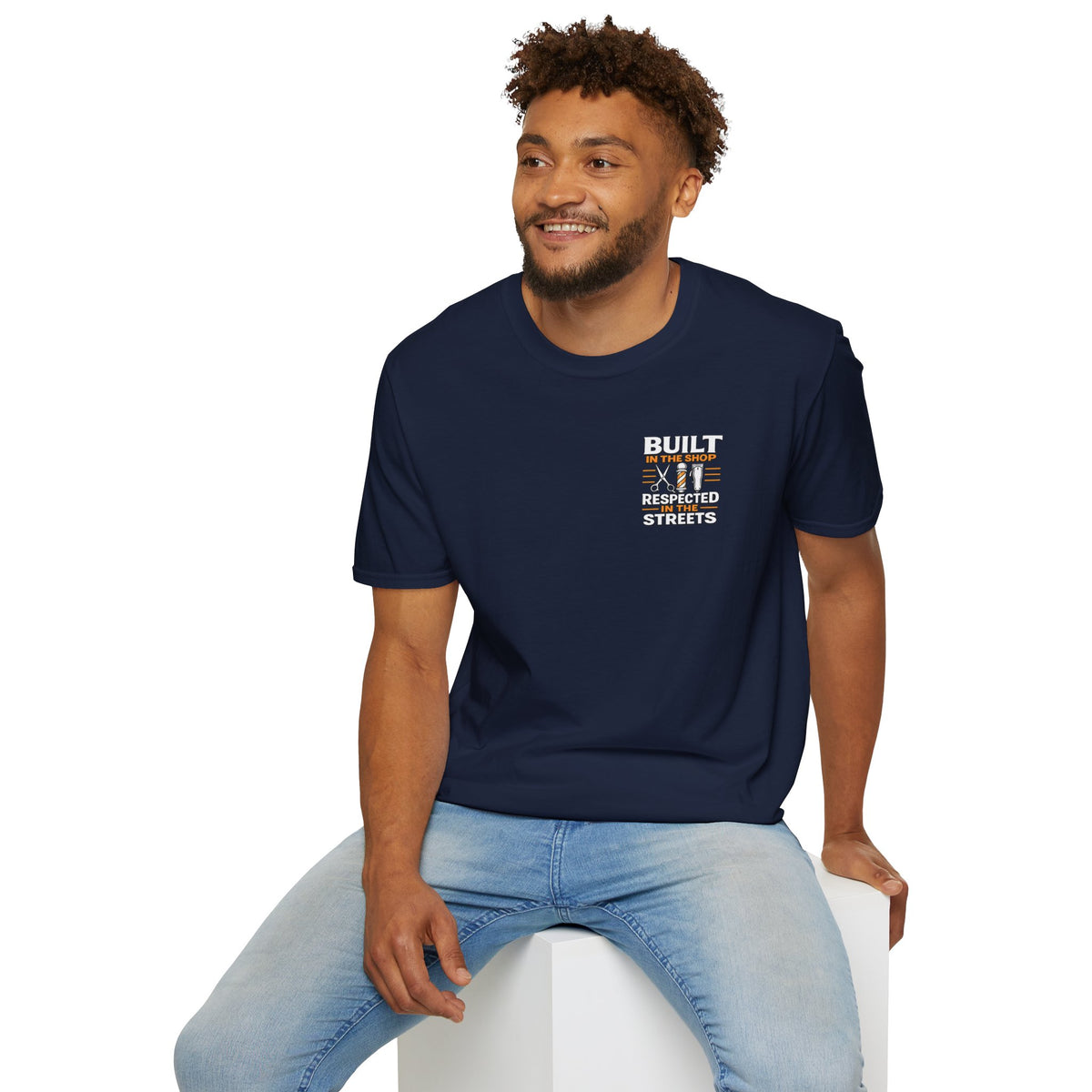 Men's Built in the Shop Barber T-Shirt – Front & Back Print