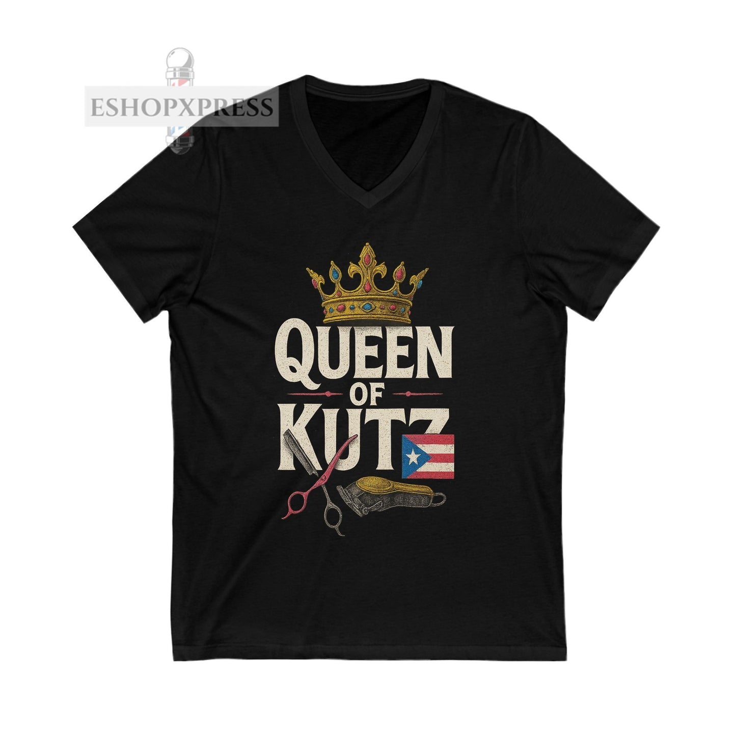 Queen of Kutz Puerto Rican  Women's V-Neck Tee