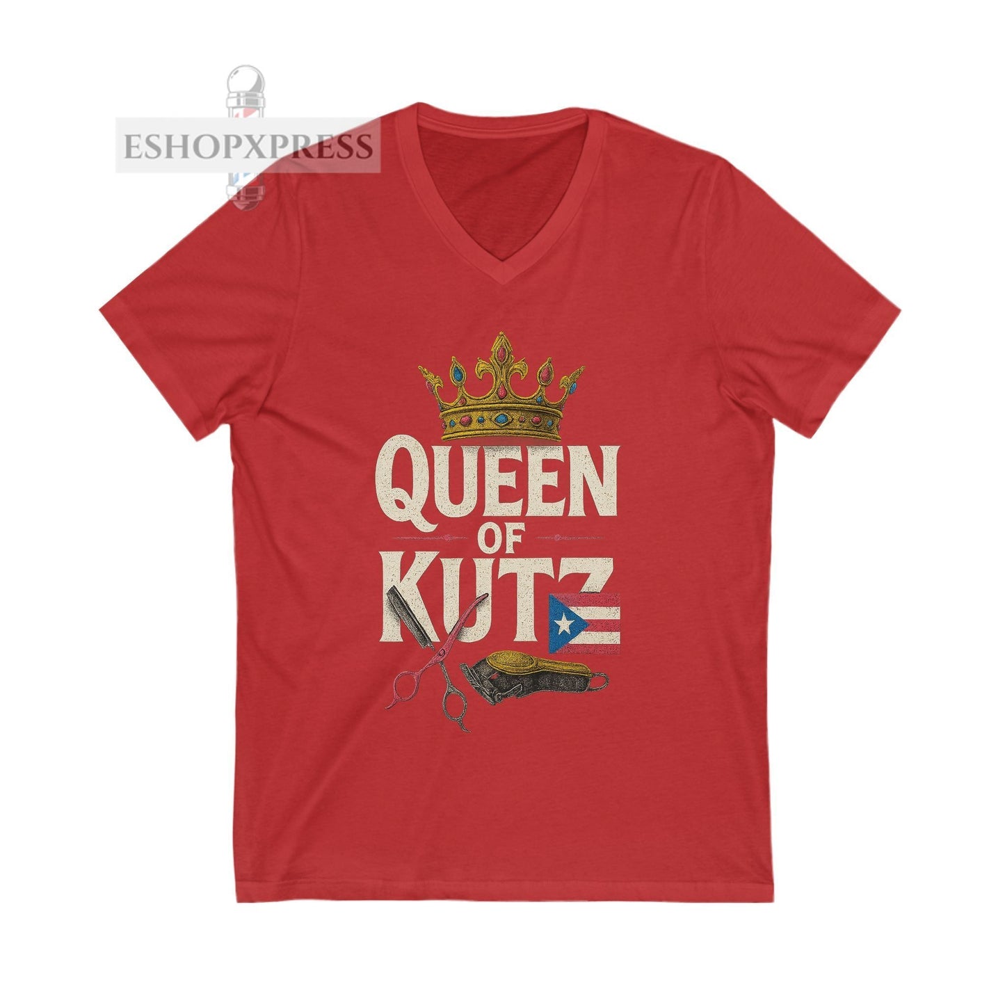 Queen of Kutz Puerto Rican  Women's V-Neck Tee