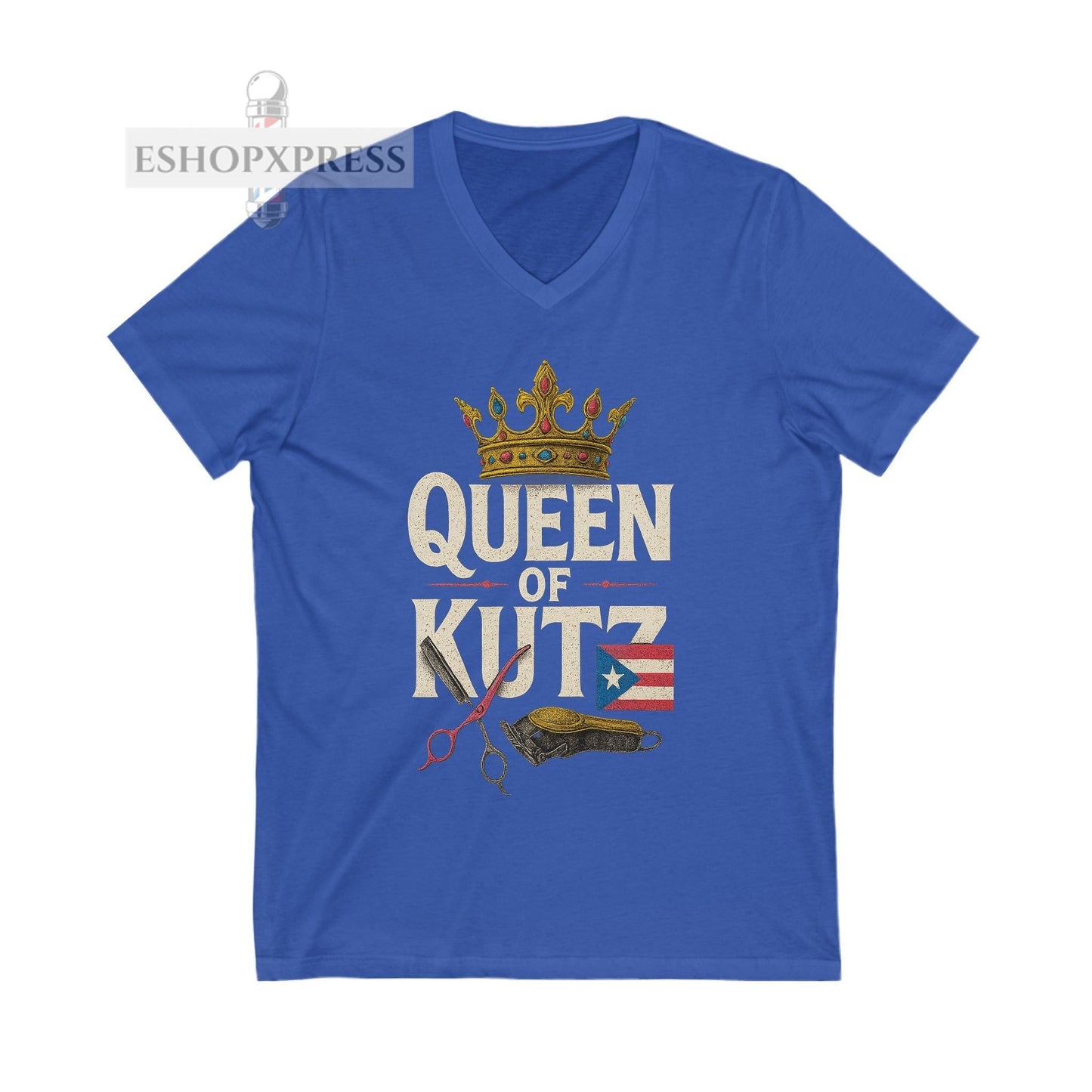 Queen of Kutz Puerto Rican  Women's V-Neck Tee