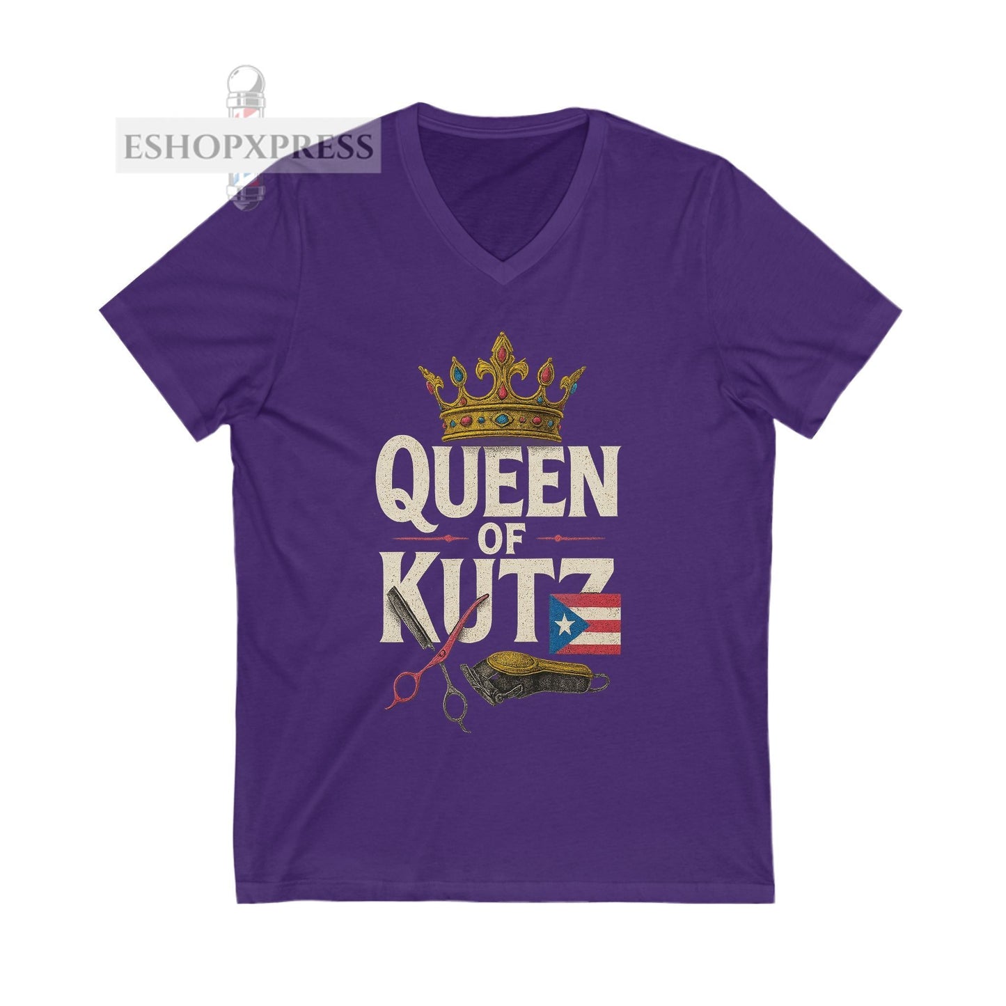Queen of Kutz Puerto Rican  Women's V-Neck Tee