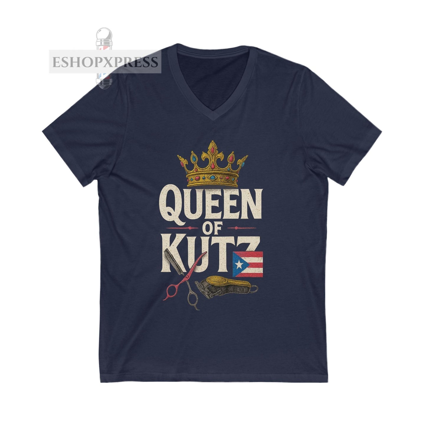 Queen of Kutz Puerto Rican  Women's V-Neck Tee