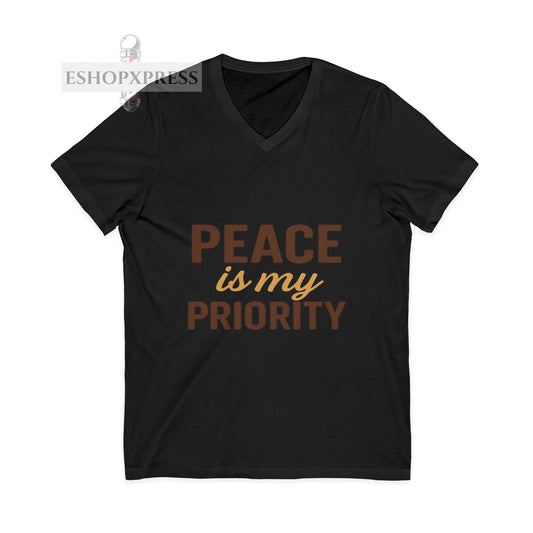 Peace and Priority in Warm Tones Vneck Tee