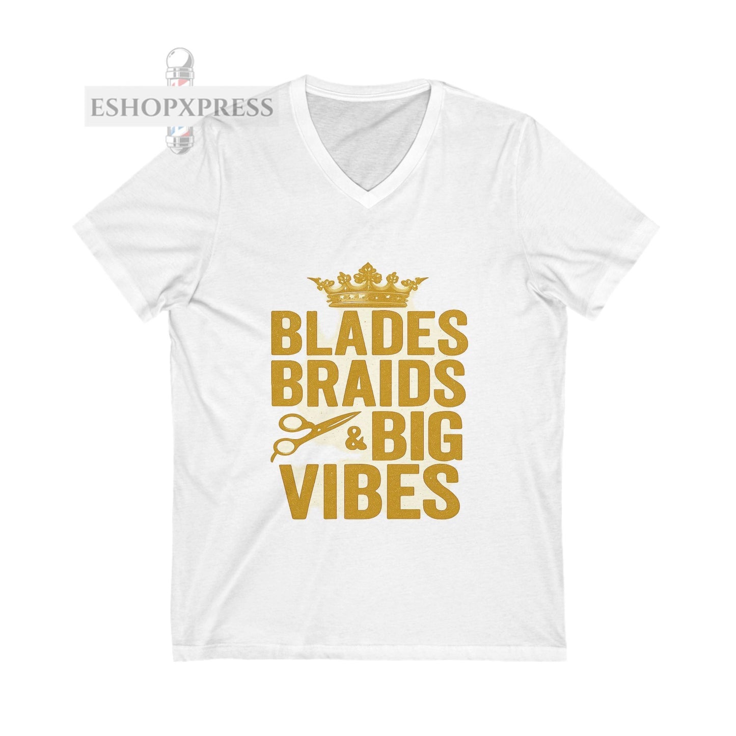 Blades, Braids, & Bold Vibes  Women's V-Neck Tee