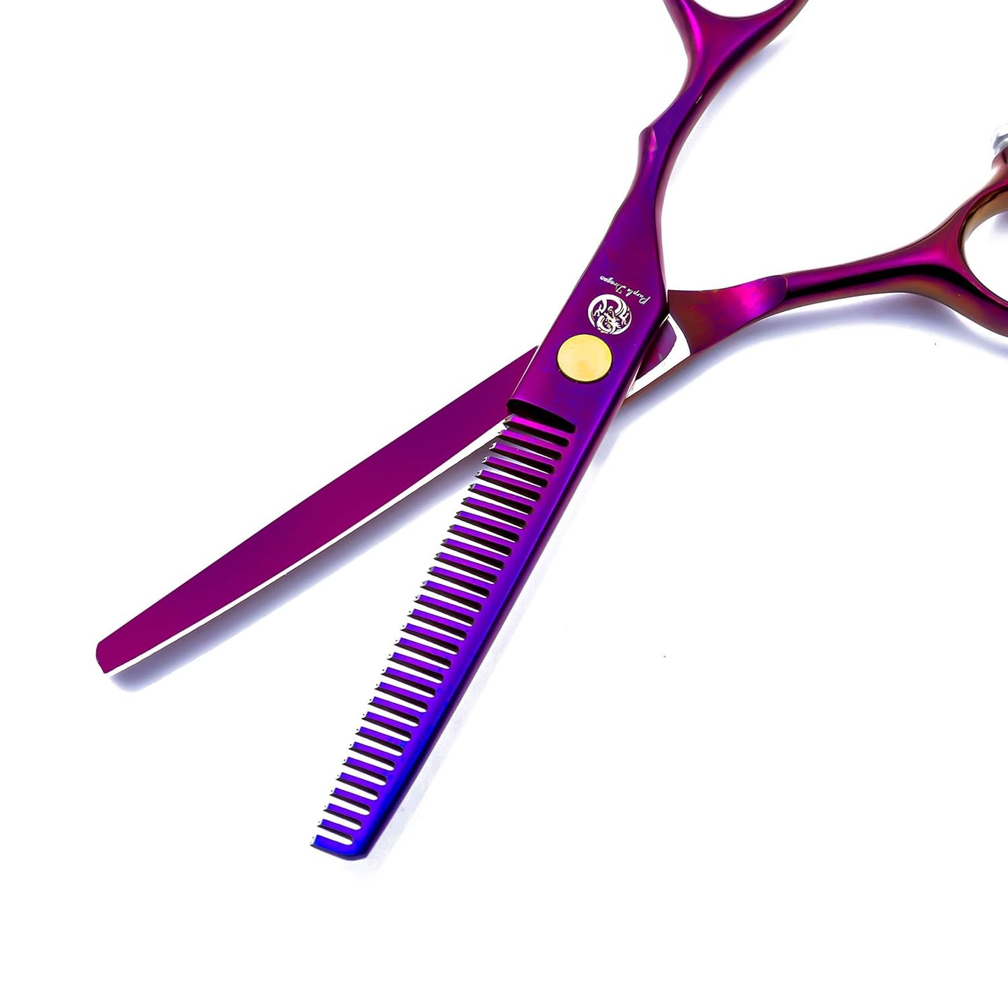 6.0 Inch Purple Hair Cutting Scissors Set with Razor, Leather Scissors Case, Barber Hair Cutting Shears Hair Thinning/Texturizing Shears for Professional Hairdresser or Home Use