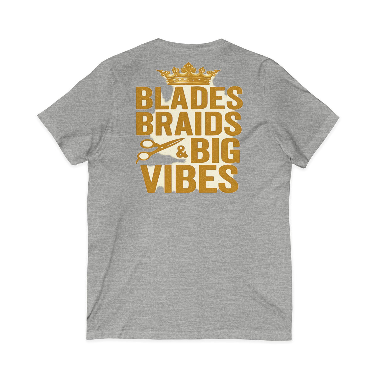 Blades, Braids, & Bold Vibes Women's V-Neck Tee – Front & Back Print