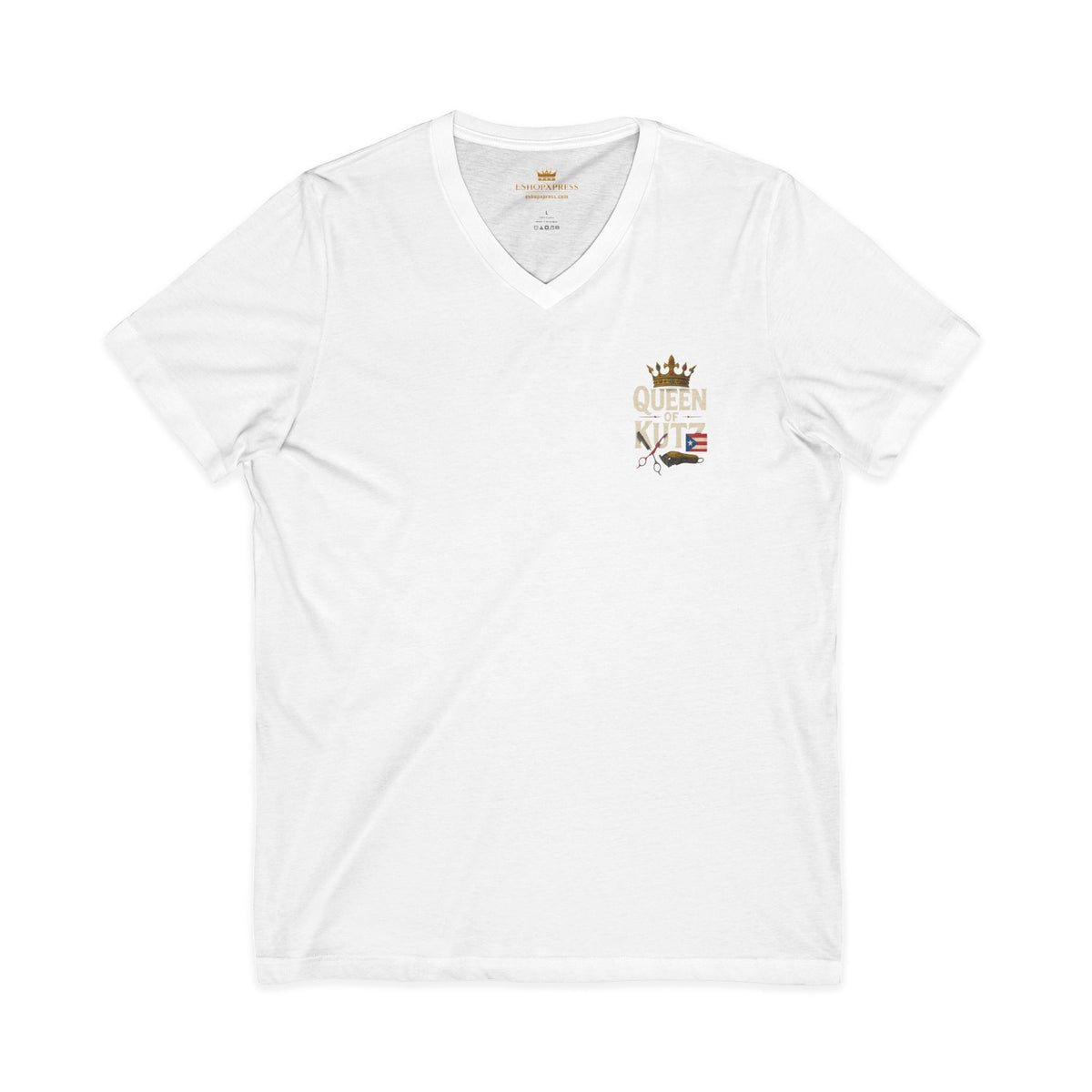 Queen of Kutz Puerto Rican Women's V-Neck Tee – Front & Back Print