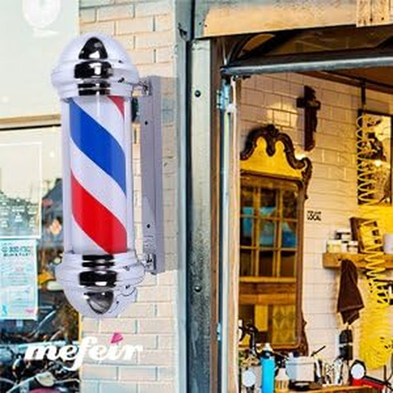 28'' LED Barber Pole Light Classic Style,Hair Salon Barber Shop Open Sign,Rotating Red White Blue LED Strips,Ip44 Waterproof save Energy