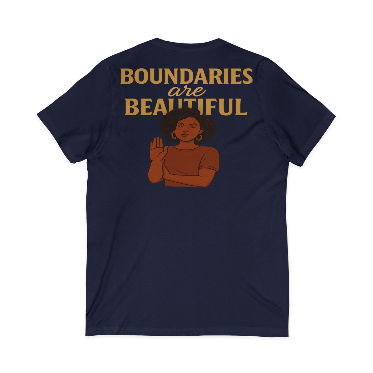 Boundaries Are Beautiful V-neck Tee – Front & Back Print