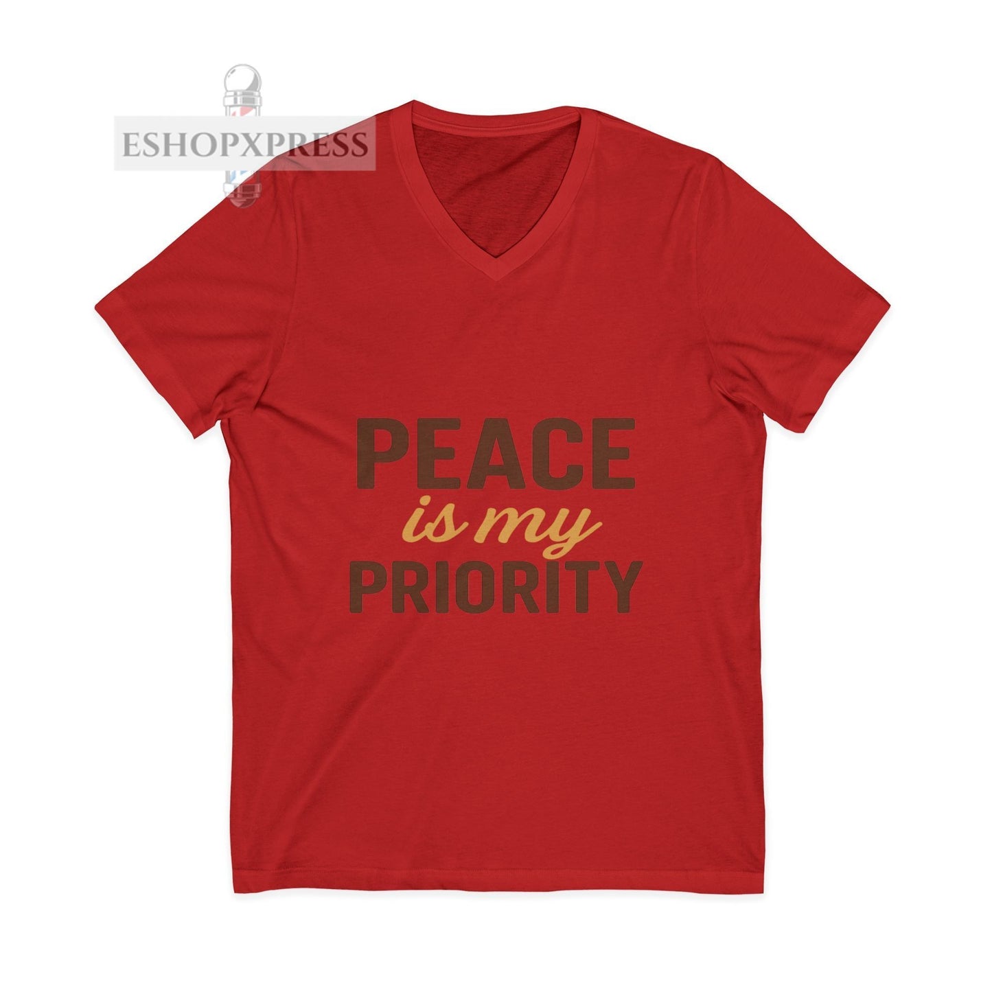 Peace and Priority in Warm Tones Vneck Tee