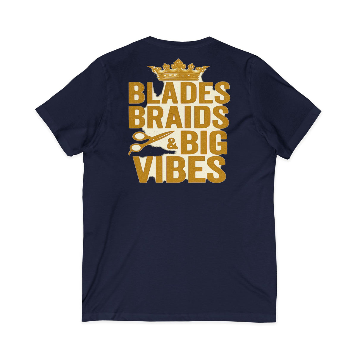 Blades, Braids, & Bold Vibes Women's V-Neck Tee – Front & Back Print
