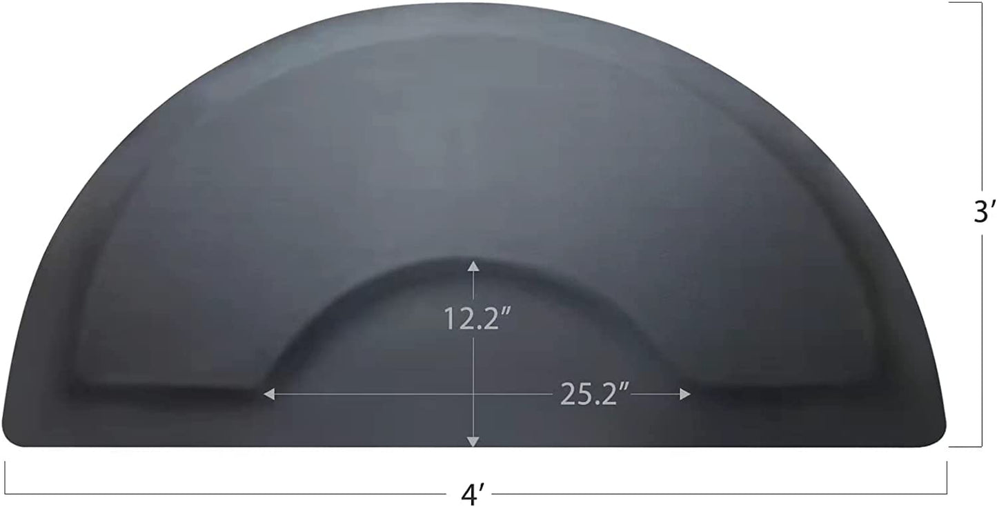 Salon Mat 3′X4′ Barber Shop Chair Mat Anti-Fatigue Salon Floor Mat - Black Semi Circle Salon Mats for Hair Stylist - 1/2" Thick Comfort Salon Standing Mat