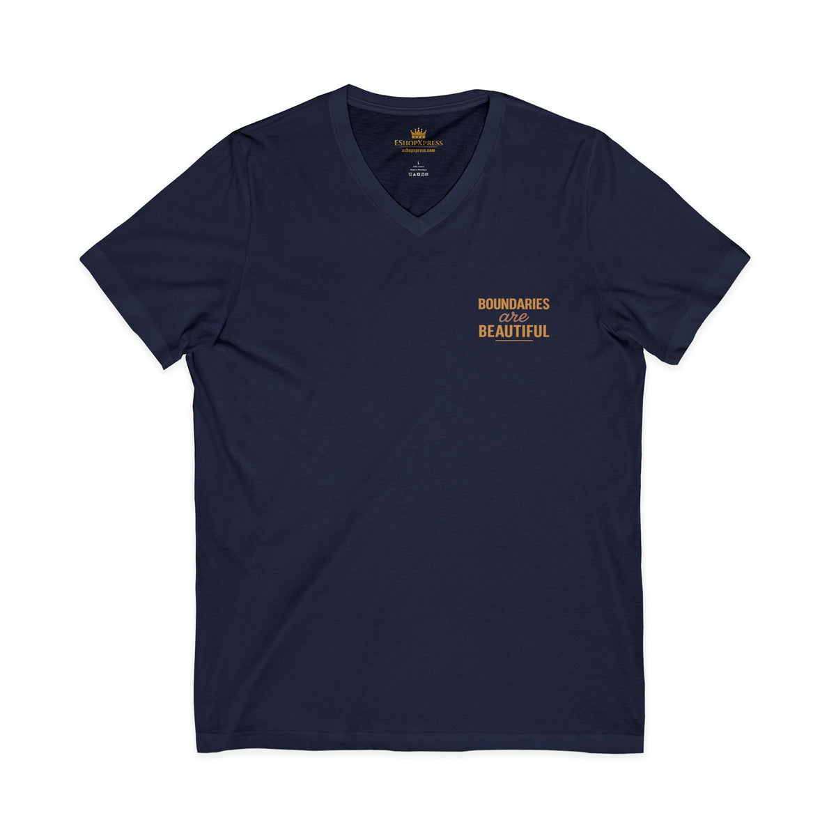 Boundaries and Beauty in Bold Text Vneck Tee – Front & Back Print